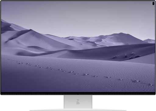 Desktop monitor showing desert landscape